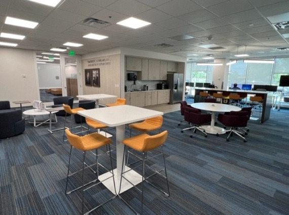 Lounge & Cafe Area with yellow chairs