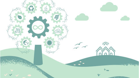 Environment painted picture with trees and fields